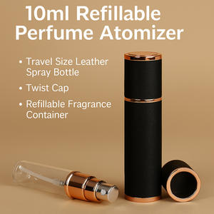 ขวดน้ำหอมทรงกระบอกหนังแกะ 10 มล. แบบพกพา สินค้าขายดีข้ามพรมแดน พร้อมหัวฉีดพ่นแบบปั๊ม พิมพ์ลายสกรีน ของขวัญระดับไฮเอนด์ - Product Image 4