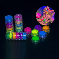 Kit de poudre miroir pour manucure UV, polyvalent, couleurs vives néon fluorescentes, plusieurs couleurs, pour nail art rond