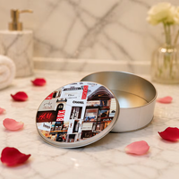 Boîte en étain ronde personnalisée pour desserts, en métal de qualité alimentaire, pour dattes, baklava, biscuits, gâteaux, emballage cadeau décoratif