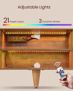 <span class=keywords><strong>Meuble</strong></span> TV en bois avec station de charge et éclairage LED pour téléviseurs de 65 pouces, 57,9 pouces de long, couleur marron miel, mobilier de salon de style transitionnel - Product Image 4