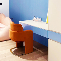 Fauteuil de salle à manger moderne en velours capitonné avec base en acier inoxydable pour appartement, loisirs et usage domestique