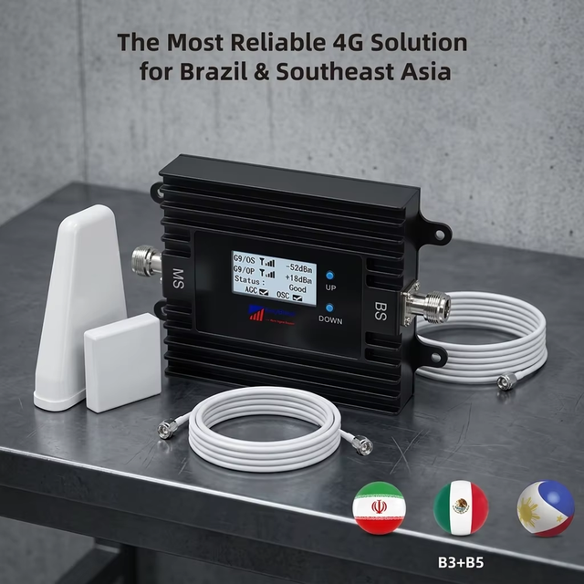 EasyBoost 850 1800MHz 2G 3G 4G 5G Signal Booster 72dB High Gain GSM Cellular Repeater Amplifier 500sqm Coverage Tuya App Monitor