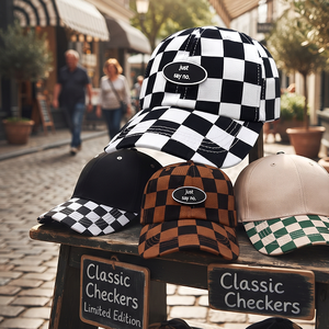Wholesale Premium Designer Hats Checkerboard Pattern Low MOQ Multi-Colors Available Unisex <b>Men</b> Fitted <b>Baseball</b> <b>Cap</b> - Product Image 2
