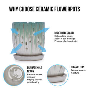 Juego de Macetas de Cerámica MDJ, Redondas, Verdes y Blancas, Estilo Americano Moderno, Macetas para Interiores y Exteriores con Orificio de Drenaje, para Uso en el Hogar y el Jardín - Product Image 6