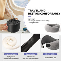 Bantal Leher Ergonomis Heenlong dengan Busa Memori Premium, Penutup Kain Terapi Lembut, Dapat Dipakai, Dapat Dilepas, Dapat Dicuci, untuk Perjalanan Pesawat