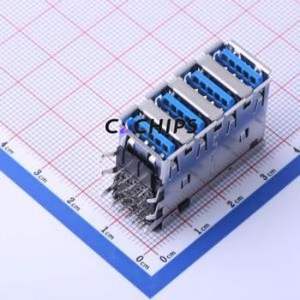 UEA114C-Q416Q-4F <b>USB</b> <b>Connector</b> Bent Lead Through Hole <b>Connector</b> Type-A <b>USB</b> 3.0 Female Right Angle Insert - Product Image 1