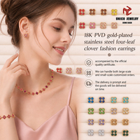 Anting-anting Kristal Clover Multiwarna Mewah Ringan, Baja Anti Karat Lapis Emas 18K PVD, Anting-anting Tennis Pelangi, Perhiasan untuk Wanita
