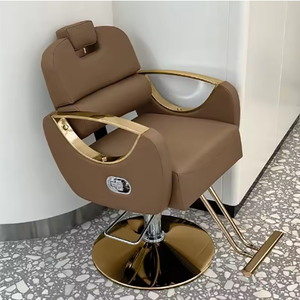 Neuer weißer Salon-Friseurstuhl aus galvanisiertem Metall, einfach zu bedienender Friseurstuhl aus Leder zum Färben und Stylen, umkehrbar - Product Image 1