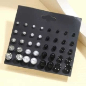 Orecchini di moda di tendenza fatti a mano con fiocco pendente con perla e luna strass vendita all'ingrosso - Product Image 1