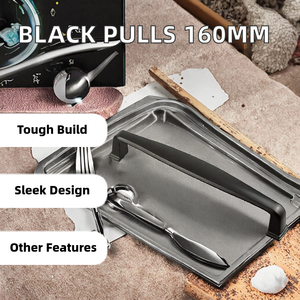 Minimally Designed 160mm Aluminum Cabinet Pulls Handles <b>Black</b> Furniture Hardware for Wardrobe & Kitchen Drawers - Product Image 3