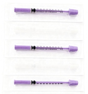 Jeringa de <span class=keywords><strong>insulina</strong></span> estéril desechable VetRx púrpura de 0.3, 0.5ml, 1ml con <span class=keywords><strong>aguja</strong></span> veterinaria U-40 de 29G, 30G, 31G, 8mm, 5/16'', 12.7mm, 1/2'' para mascotas - Product Image 2
