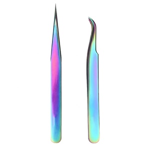 Pinzas de pestañas con logotipo personalizado Pinzas doradas de acero inoxidable Pinzas de extensión de pestañas postizas personalizadas Oferta de logotipo - Product Image 2