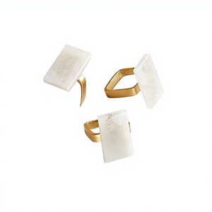 Ensemble de 3 anneaux à serviettes en métal et nacre, design tendance, taille personnalisée, anneaux à papier pour serviettes au prix le plus bas - Product Image 1