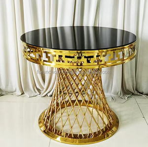 ขาตั้งเค้กสแตนเลสสีทองหรูหราเฟอร์นิเจอร์รับประทานอาหารโลหะแบบเรียบง่ายสำหรับงานแต่งงานพร้อมคำอุทธรณ์ของตกแต่งสำหรับงานเลี้ยงและงานต่างๆ - Product Image 3