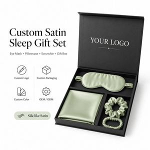 Ensemble cadeau avec boîte : Taie d'oreiller personnalisée avec logo, chouchous, fermeture éclair, taie d'oreiller 100% pure soie de mûrier, masque de sommeil - Product Image 1