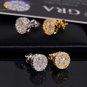 Pendientes de Plata de Ley 925 con Diamantes Cultivados en Laboratorio HPHT, Estilo Hip Hop de Lujo, Chapados en Oro, para Niños, Bodas y Fiestas - Product Image 6