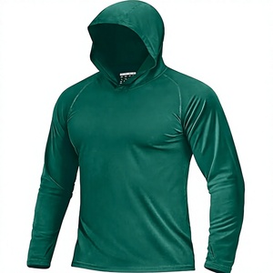 เสื้อเชิ้ตแขนยาวมีฮู้ดสีเขียวสำหรับผู้ชาย แห้งเร็ว ทรงเข้ารูป สวมใส่สบาย - Product Image 1