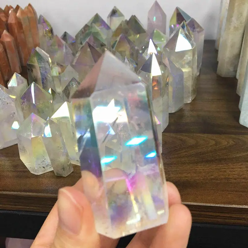 Wholesale Natural Crystal Points Angel Aura Clear Quartz Points Crystals Healing Stones For Fengshui Decoration