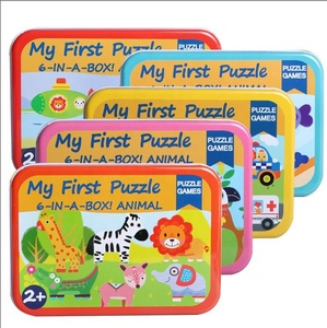 Baby 6-in-1 ijzeren doos dieren houten puzzelspel voor kinderen Montessori vroeg educatief speelgoed 2024 populaire kinderpuzzels - Product Image 6