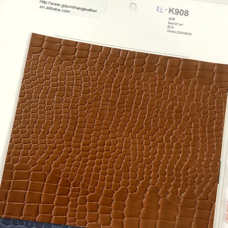Shiny surface leather goods fabric synthetic leather embossed crocodile grain for handbags and shoes making