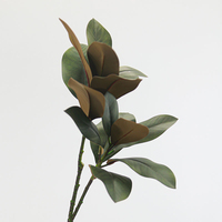 Daun Magnolia Buatan Berkualitas Tinggi 84 cm, Berdaun Besar Dua Cabang, untuk Dekorasi Pernikahan, Hotel, Rumah, Taman, Bunga