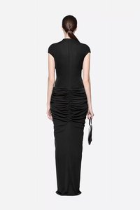 Robe d'été vintage unie A11566, coupe ajustée, col montant, <span class=keywords><strong>sans</strong></span> <span class=keywords><strong>manches</strong></span>, longueur cheville, avec plis ajourés, antistatique - Product Image 2