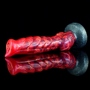 NNSX Red Dog Knot <b>Dildo</b> Fantasy Animal Sex Toy Platinum Silicone Smooth <b>Dildo</b> with Strong Suction G-spot Stimulation for Women - Product Image 3