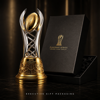 Réplica de Trofeo Deportivo de Lujo en Oro Electrochapado, Trofeo de Fútbol de Metal con Diseño de Espiral Recortada, Trofeo de Premio Honorífico