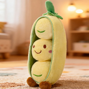 Pea Pod Plush <b>Toy</b> With Three Peas <b>Soft</b> <b>Stuffed</b> Doll For Children Birthday Gift 5 To 7 Years Unisex - Product Image 1