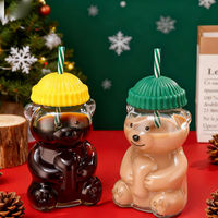 Verre à boisson en forme d'ours en peluche au design classique, nouvelle bouteille de jus d'ours de 16 oz avec bouchon en silicone vert, rouge ou jaune