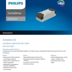 ไดรเวอร์ LED CertaDrive 15W 0.4A 40V LPF I 230V กระแสคงที่ แบบ AC-DC รุ่น AC202-254Vac  ตัวเรือนพลาสติก สำหรับไฟส่องสว่าง - Product Image 2