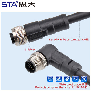 Nam Nữ thẳng góc phải Cat5 lai overmolded che chắn M14 không thấm nước DIN điện PCB cảm biến thông tư cáp kết nối - Product Image 3