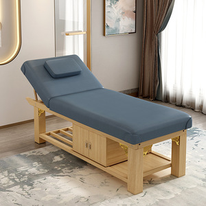 Lit de spa et de beauté en bois massif avec dossier réglable, éponge haute densité, pour chambre à coucher, style moderne et traditionnel chinois, usage commercial - Product Image 3