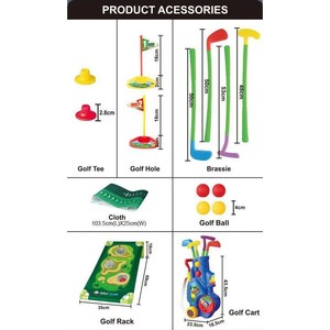 Jouets sportifs portables d'intérieur et d'extérieur, jeux interactifs, mini-chariots de golf unisexes avec balle et club de golf pour enfants - Product Image 2