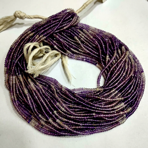 Perles d'améthyste naturelle de 2 mm, micro-facettées, en forme de rondelle, teintées, sur brin de 13 pouces de long - Product Image 1