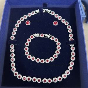Conjunto de Joyería de Alta Calidad con Cristales de Hielo, Cadena de Tenis, Botón de Diamantes de Imitación Redondos, Collar, Pulsera y Pendientes para Mujer, Ideal para Bodas - Product Image 4