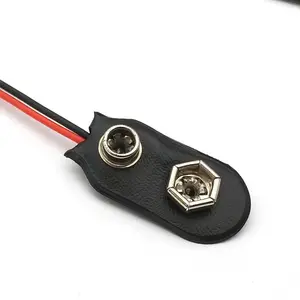 I Tipe 9 V Konektor Baterai Clip-On, Cangkang Kulit Imitasi 2 Kabel 9 Volt Konektor Baterai Klip Pemegang Baterai Kabel 10Cm