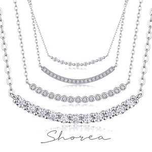 Vente directe d'usine, collier en diamant complet de style bureau féminin, bijoux fins, test de diamant réussi, forme de barre souriante, pour un usage quotidien - Product Image 1