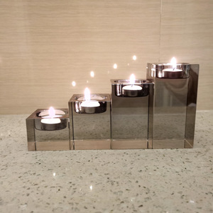Honor of Crysal Wedding Party K9 Crystal Tealight Candle <strong>Holder</strong> Jars Square Glass Candle Container <strong>Candlestick</strong> <strong>Holders</strong> - Product Image 2