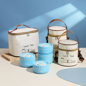 Fiambrera térmica apilable YJ33, fiambrera para niños, juego de fiambrera escolar con asa, fiambrera de acero inoxidable para comida - Product Image 2