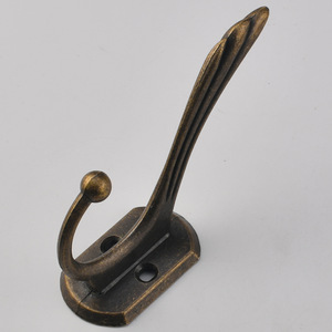 Double <b>Hook</b> Coat <b>Hook</b> <b>Wall</b> Mounted Bronze Black Cast Iron Rectangle Shape Bathroom Use Coat And Cap <b>Hook</b> - Product Image 4