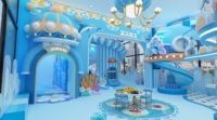 Aire de jeux intérieure commerciale sur le thème de l'océan, personnalisée, à plusieurs niveaux, avec piscine à balles et toboggan pour enfants, pour centre de divertissement familial (FEC) et centre commercial