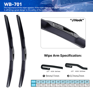 Accesorios para Automóviles Meto, Escobilla Limpiaparabrisas Híbrida para Gancho J y U, Venta al por Mayor de Fábrica - Product Image 3