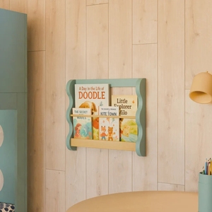 Libreria Aperta in Legno per Bambini Montessori, Scaffale per <span class=keywords><strong>Libri</strong></span> con Design a Onde per Asilo e Sala Giochi - Product Image 6