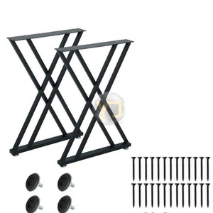 YIJUN Modern Minimalist Table Leg Black Metal Double Cross Design Heavy Duty Furniture Frame 2768 - Product Image 4