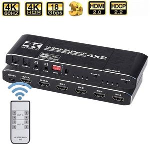 Matriz HDMI 4x2 4K 60Hz EDID, Conmutador Divisor Compatible con HDCP 2.2, Control Remoto, Conmutador HDMI 4x2 <span class=keywords><strong>Spdif</strong></span> 4K, Separación de Audio HDMI Dual - Product Image 2