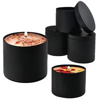 Tin smaker RTS 8Oz Leerer Luxus runder duftender Metall behälter Mattschwarz Gold Weiß Kerze Blechdose mit Deckel dose