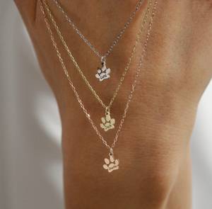 Kalung motif kaki terukir kalung liontin emas kustom kalung Memorial peliharaan kenang-kenangan hewan peliharaan unik - Product Image 6
