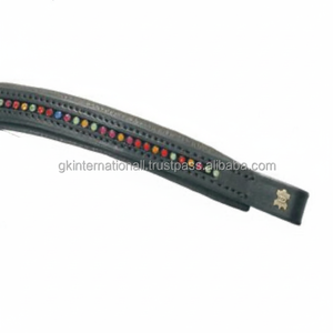 Banda de ceja de caballo de cuero acolchado suave con forma de onda de canal vacío al por mayor con banda de ceja de cadena de cristal de diamante de una sola fila de colores - Product Image 1