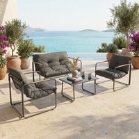 Ensemble de mobilier de patio moderne en métal, canapé d'extérieur élégant en tissu, ensemble de conversation de jardin avec coussins imperméables pour parc et appartement